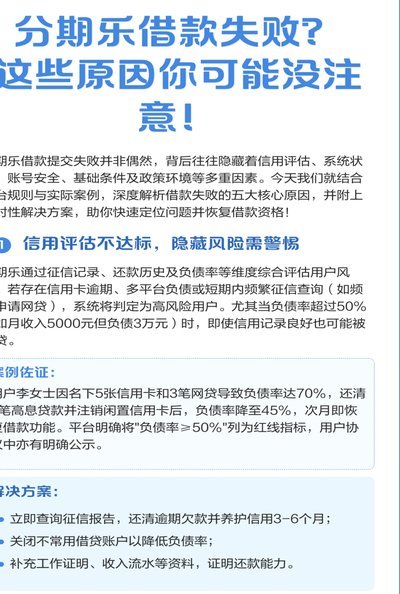 分期乐有额度却借不出来？这里有解决指南